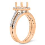 0.50 Carat (ctw) 14K Rose Gold Round Diamond Ladies Halo Style Bridal Semi Mount Engagement Ring With Matching Band Set 1/2 CT (No Center Stone)
