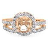 0.50 Carat (ctw) 14K Rose Gold Round Diamond Ladies Halo Style Bridal Semi Mount Engagement Ring With Matching Band Set 1/2 CT (No Center Stone)