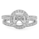 0.50 Carat (ctw) 14K White Gold Round Diamond Ladies Halo Style Bridal Semi Mount Engagement Ring With Matching Band Set 1/2 CT (No Center Stone)