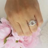 0.50 Carat (ctw) 14K White Gold Round Diamond Ladies Halo Style Bridal Semi Mount Engagement Ring With Matching Band Set 1/2 CT (No Center Stone)