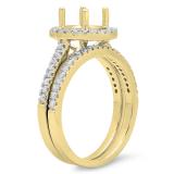 0.50 Carat (ctw) 14K Yellow Gold Round Diamond Ladies Halo Style Bridal Semi Mount Engagement Ring With Matching Band Set 1/2 CT (No Center Stone)