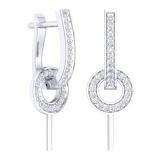 0.30 Carat (ctw) 10K White Gold Round White Diamond Ladies Fashion Dangling Earrings