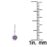 1.90 Carat (ctw) 18K White Gold Round Amethyst & White Diamond Ladies Halo Style Dangling Drop Earrings