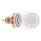 0.60 Carat (ctw) 14K Rose Gold White Diamond Ladies Cluster Flower Stud Earrings 1/2 CT