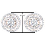 0.60 Carat (ctw) 14K Rose Gold White Diamond Ladies Cluster Flower Stud Earrings 1/2 CT