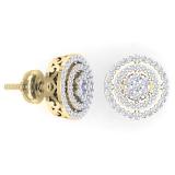 0.60 Carat (ctw) 14K Yellow Gold White Diamond Ladies Cluster Flower Stud Earrings 1/2 CT