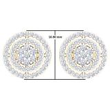 0.60 Carat (ctw) 14K Yellow Gold White Diamond Ladies Cluster Flower Stud Earrings 1/2 CT