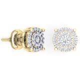 0.35 Carat (ctw) 14K Yellow Gold Round Cut White Diamond Ladies Circle Halo Stud Earrings