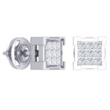 0.25 Carat (ctw) 14K White Gold Princess Cut White Diamond Ladies Square Shape Stud Earrings 1/4 CT