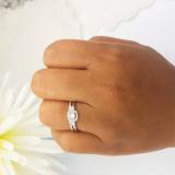 0.45 Carat (Ctw) 10K White Gold Round White Diamond Ladies 3 Stone Halo Bridal Engagement Ring With Matching Band Set