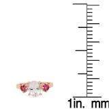 2.1 Carat (Ctw) 10K Rose Gold Oval Cut Morganite & Round Cut Pink Tourmaline Ladies Bridal 3 Stone Engagement Ring