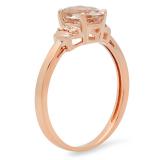 1.10 Carat (ctw) 14K Rose Gold Oval Cut Morganite & Round Cut White Diamond Ladies Bridal Promise Engagement Ring