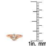 1.10 Carat (ctw) 14K Rose Gold Oval Cut Morganite & Round Cut White Diamond Ladies Bridal Promise Engagement Ring