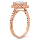 2.20 Carat (ctw) 10K Rose Gold Oval Cut Morganite & Round Cut White Diamond Ladies Halo Bridal Engagement Ring