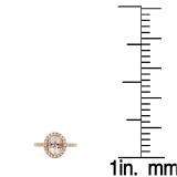 2.20 Carat (ctw) 14K Rose Gold Oval Cut Morganite & Round Cut White Diamond Ladies Halo Bridal Engagement Ring