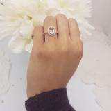 2.20 Carat (ctw) 18K Rose Gold Oval Cut Morganite & Round Cut White Diamond Ladies Halo Bridal Engagement Ring