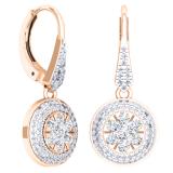 1.30 Carat (ctw) 10K Rose Gold Round Cut White Diamond Ladies Cluster Style Drop Earrings