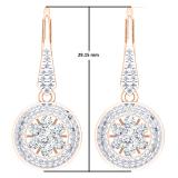 1.30 Carat (ctw) 10K Rose Gold Round Cut White Diamond Ladies Cluster Style Drop Earrings