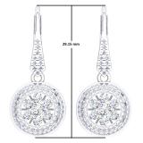 1.30 Carat (ctw) 14K White Gold Round Cut White Diamond Ladies Cluster Style Drop Earrings