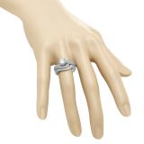 1.50 Carat (Ctw) 10K White Gold Round Cut Diamond Ladies Twisted Bridal Engagement Ring With Matching Band Set 1 1/2 CT