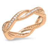 0.20 Carat (ctw) 10K Rose Gold Round White Diamond Ladies Vintage Style Anniversary Wedding Eternity Band Stackable Ring 1/4 CT