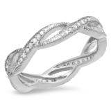 0.20 Carat (ctw) 10K White Gold Round White Diamond Ladies Vintage Style Anniversary Wedding Eternity Band Stackable Ring 1/4 CT