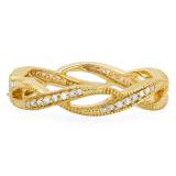 0.20 Carat (ctw) 10K Yellow Gold Round White Diamond Ladies Vintage Style Anniversary Wedding Eternity Band Stackable Ring 1/4 CT