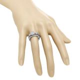 0.40 Carat (Ctw) 10k White Gold Princess & Round Diamond Ladies Bridal Engagement Ring Matching Band Set 1/2 CT