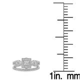 0.40 Carat (Ctw) 10k White Gold Princess & Round Diamond Ladies Bridal Engagement Ring Matching Band Set 1/2 CT