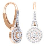 0.50 Carat (Ctw) 10K Rose Gold Round White Diamond Ladies Double Frame Halo Style Hoop Earrings 1/2 CT