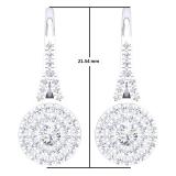 0.50 Carat (Ctw) 10K White Gold Round White Diamond Ladies Double Frame Halo Style Hoop Earrings 1/2 CT