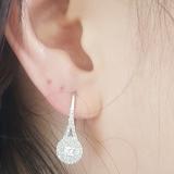 0.50 Carat (Ctw) 10K White Gold Round White Diamond Ladies Double Frame Halo Style Hoop Earrings 1/2 CT