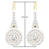 0.50 Carat (Ctw) 10K Yellow Gold Round White Diamond Ladies Double Frame Halo Style Hoop Earrings 1/2 CT