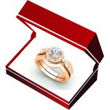 0.75 Carat (Ctw) 10K Rose Gold Round Diamond Ladies Bridal Engagement Halo Ring With Matching Band Set 3/4 CT
