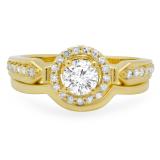 0.75 Carat (Ctw) 10K Yellow Gold Round Diamond Ladies Bridal Engagement Halo Ring With Matching Band Set 3/4 CT