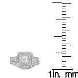 1.10 Carat (ctw) 10K White Gold Round Cut White Diamond Ladies Bridal Halo Engagement Ring With Matching Band Set
