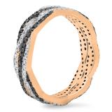 0.75 Carat (Ctw) 10K Rose Gold Round Cut White & Black Diamond Ladies Bridal Stackable Swirl Anniversary Wedding Band 3/4 CT