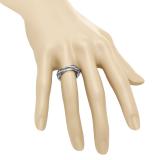0.75 Carat (Ctw) 10K White Gold Round Cut White & Black Diamond Ladies Bridal Stackable Swirl Anniversary Wedding Band 3/4 CT