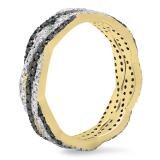 0.75 Carat (Ctw) 10K Yellow Gold Round Cut White & Black Diamond Ladies Bridal Stackable Swirl Anniversary Wedding Band 3/4 CT