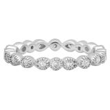 0.65 Carat (Ctw) 10K White Gold Round White Diamond Ladies Vintage Style Anniversary Wedding Eternity Band Stackable Ring