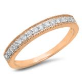 0.25 Carat (Ctw) 10k Rose Gold Round Diamond Ladies Milgrain Anniversary Wedding Stackable Band 1/4 CT