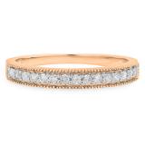 0.25 Carat (Ctw) 10k Rose Gold Round Diamond Ladies Milgrain Anniversary Wedding Stackable Band 1/4 CT