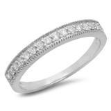 0.25 Carat (Ctw) 10k White Gold Round Diamond Ladies Milgrain Anniversary Wedding Stackable Band 1/4 CT