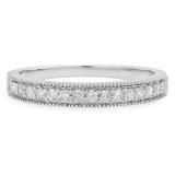 0.25 Carat (Ctw) 10k White Gold Round Diamond Ladies Milgrain Anniversary Wedding Stackable Band 1/4 CT