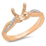 0.20 Carat (Ctw) 10K Rose Gold Round White Diamond Ladies Swirl Split Shank Bridal Semi Mount Engagement Ring 1/4 CT (No Center Stone)