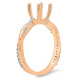 0.20 Carat (Ctw) 10K Rose Gold Round White Diamond Ladies Swirl Split Shank Bridal Semi Mount Engagement Ring 1/4 CT (No Center Stone)