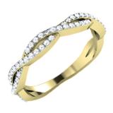 0.20 Carat (ctw) 10K Yellow Gold Round White Diamond Ladies Infinity Crossover Swirl Wedding Anniversary Band Ring 1/5 CT