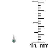 0.60 Carat (Ctw) 10K White Gold Oval Cut Emerald & Round Cut White Diamond Ladies Halo Style Milgrain Hoop Earrings