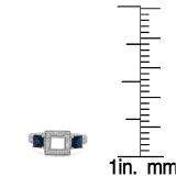 1.60 Carat (ctw) 14K White Gold Princess Cut Blue Sapphire & Round Cut White Diamond Ladies Semi Mount Engagement Bridal Ring (No Center Stone)