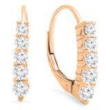 0.70 Carat (ctw) 10K Rose Gold Round Cut White Diamond Ladies Huggies Hoop Earrings